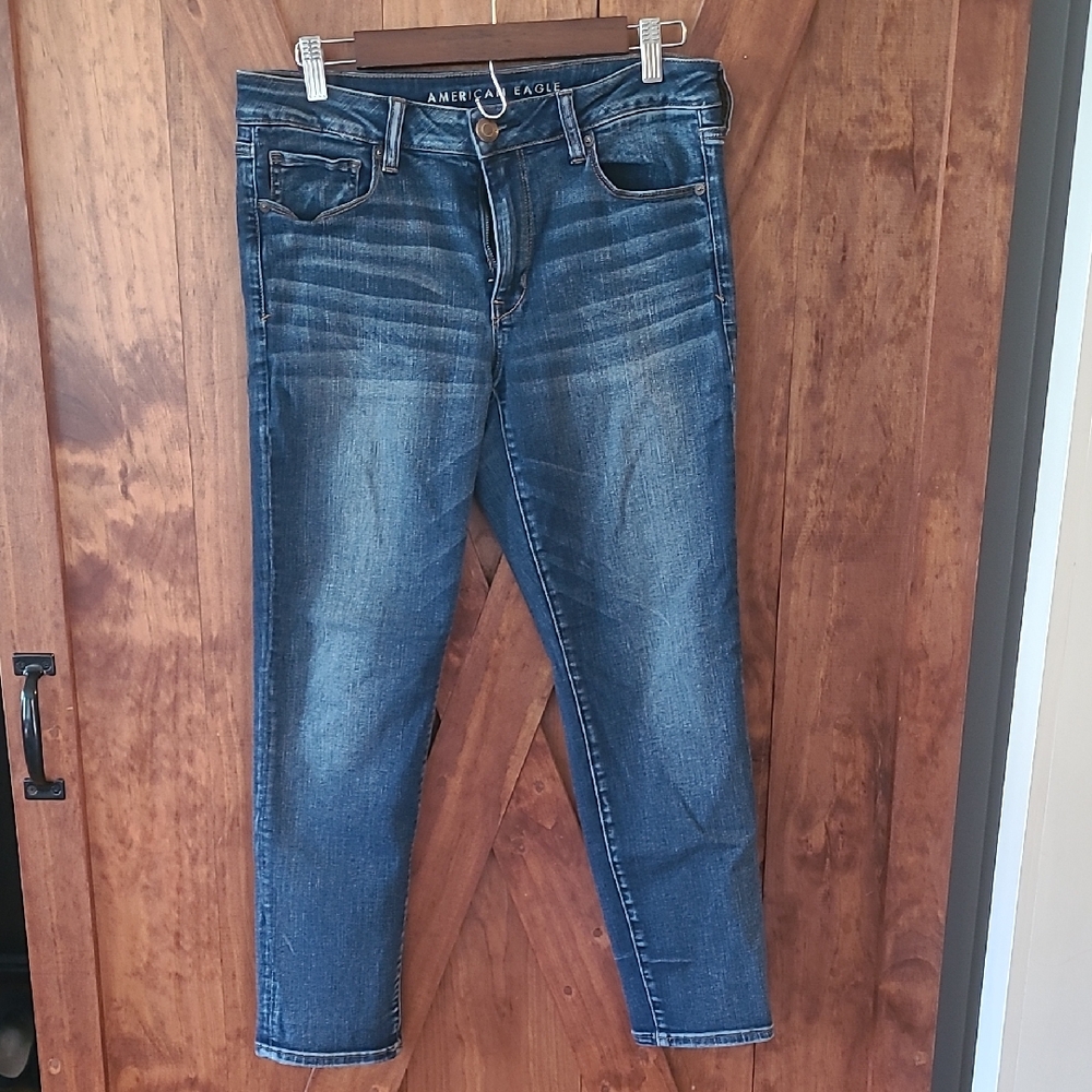 American Eagle Dark Blue Skinny Jeans Size 12 Short